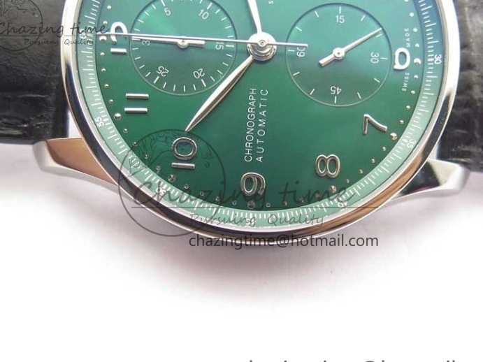 MIROTIME 0410 Elegant Portuguese IW371615 ZF 1:1 Best Edition SS Green Dial on Black Leather Strap A96355 V 7081